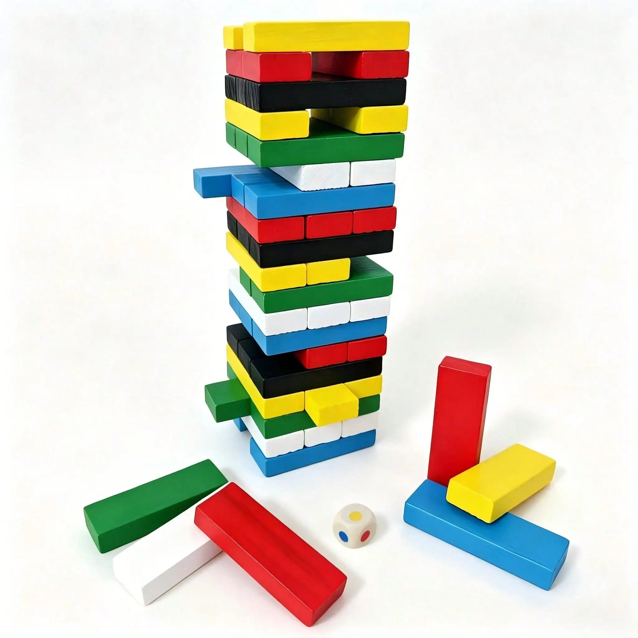 Colorful Wooden Number Tumbling Tower Game,Children Stacking Balance Building Blocks,Multi‑Sizes STEM Educational Wooden Toy,Interactive Family Party Tabletop Board Game for Kids and Adults