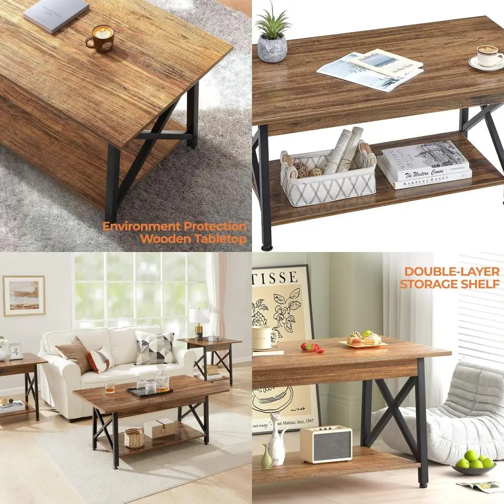 

39 Современный двухуровневый журнальный столик из орехового дерева с местом для хранения вещей для гостиной, дизайн X-образной рамы, компактный