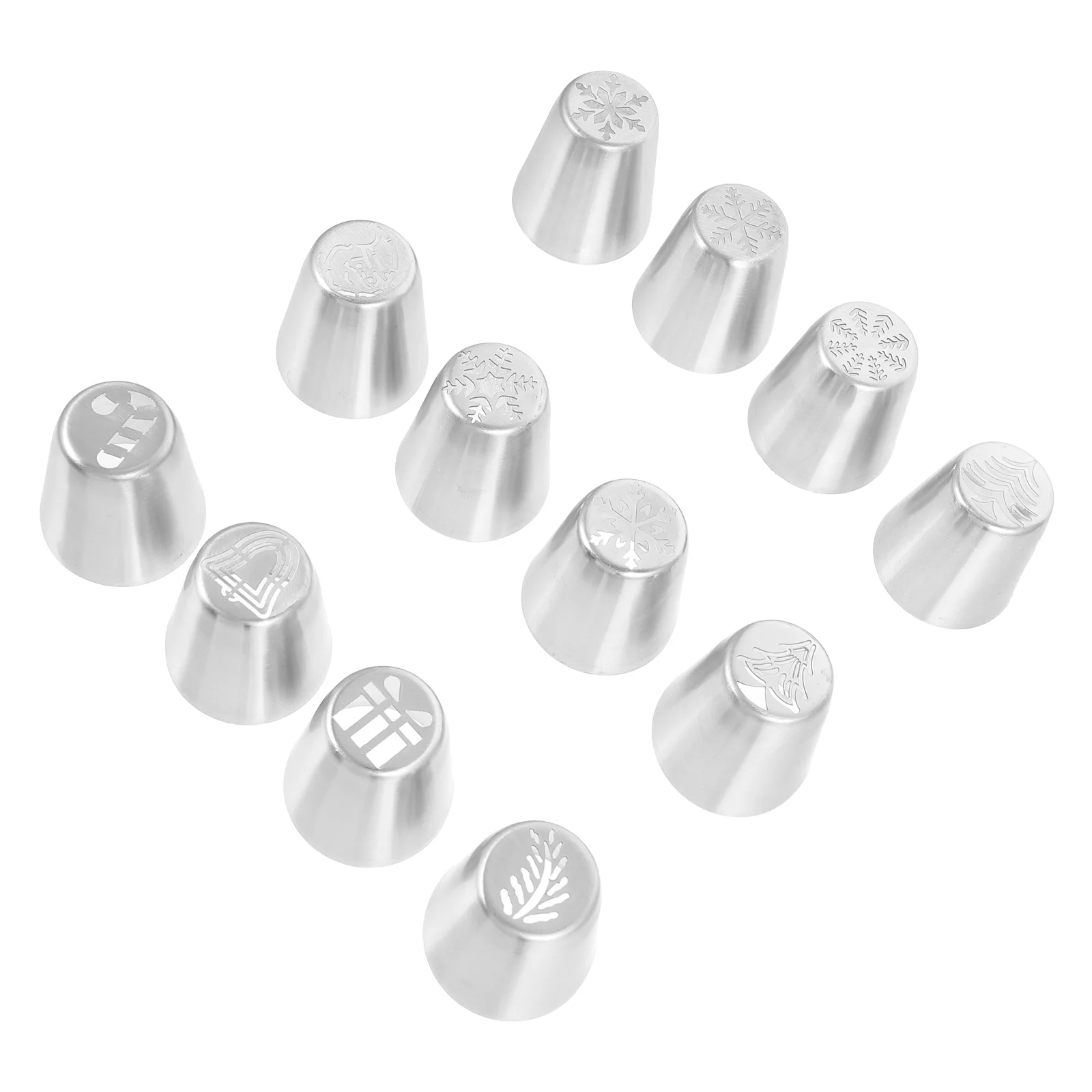 12 Pcs Christmas Flower Mouth Cake Nozzles Reusable Anti-collision Stainless Steel Baking Tools