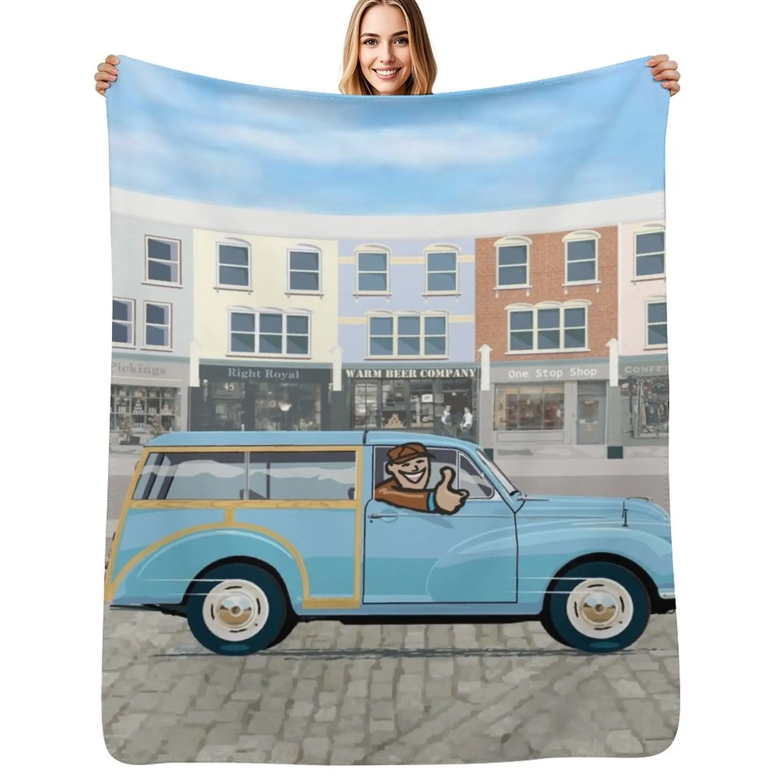 

Morris Minor Traveller in Bermuda Blue Throw Blanket Luxurious Soft Fuzzy Blanket for Sofa Bed