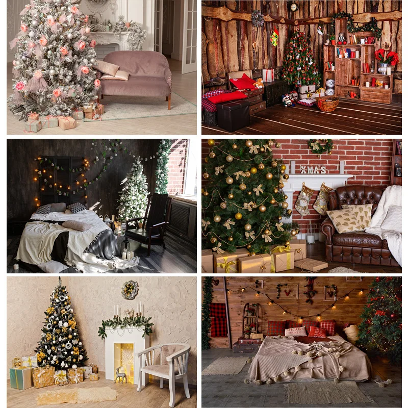 

SHUOZHIKE Art Fabric Christmas Day Photography Backdrops Prop Christmas Tree Festival Theme Photo Studio Background SHT-02