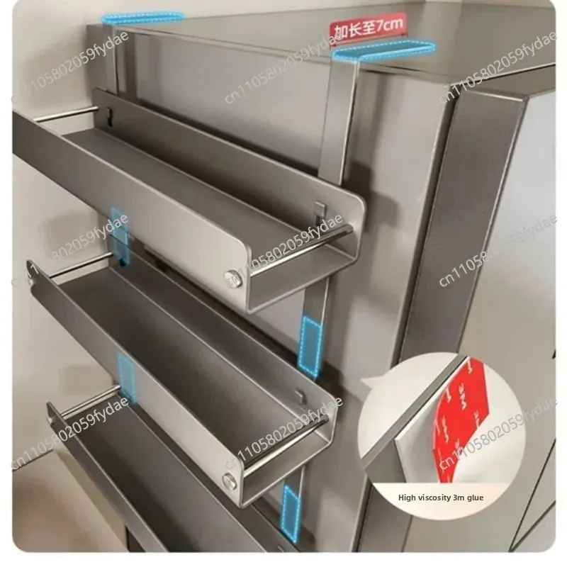 Refrigerator Shelf Side Hanger Storage Hanger Kitchen Supplies Multi-layer Plastic Wrap Seasoning Bottle Non-punching Side Wall