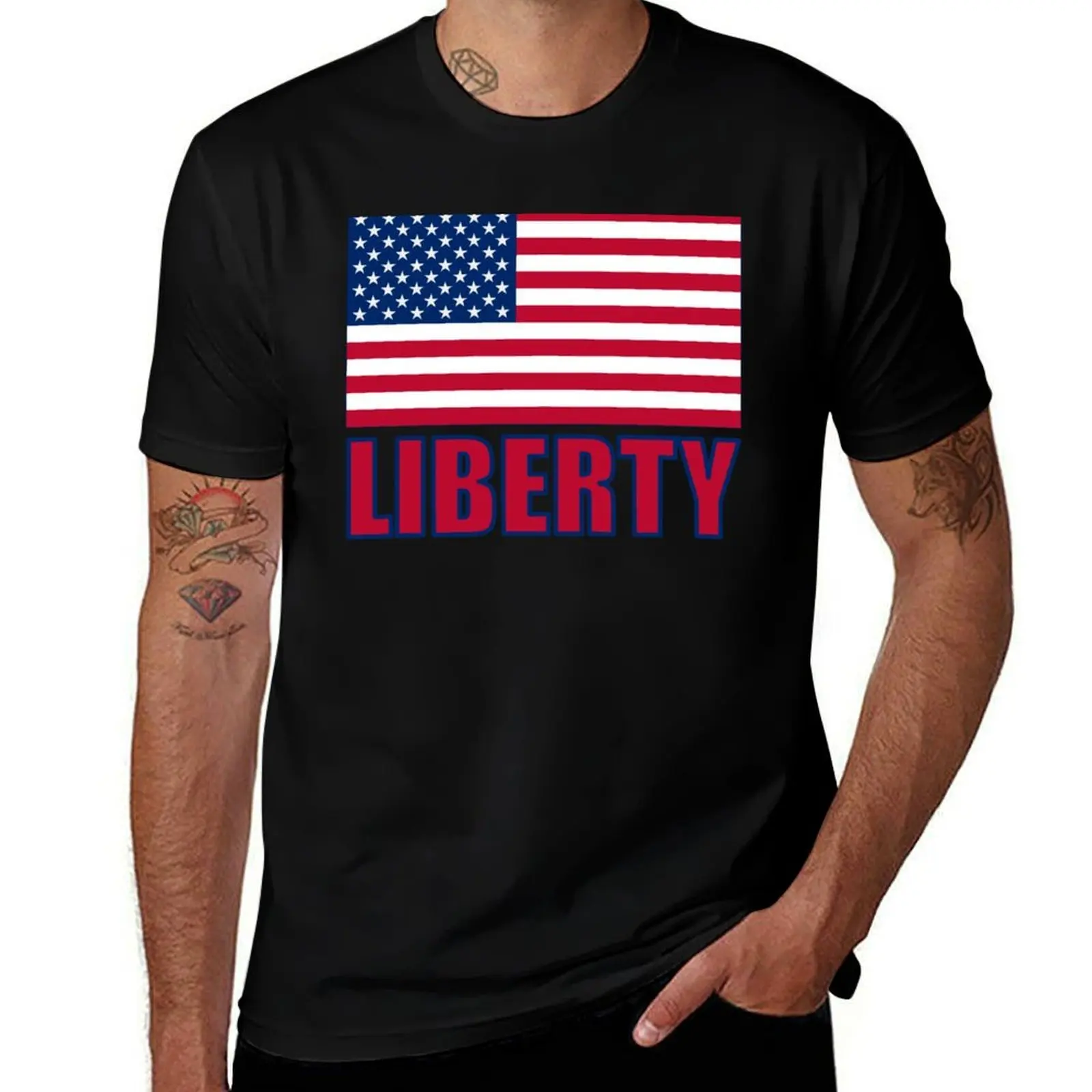 

00070-11300-American Flag-Liberty T-Shirt topping essential t shirt summer tops funny shirt cotton tshirts for men