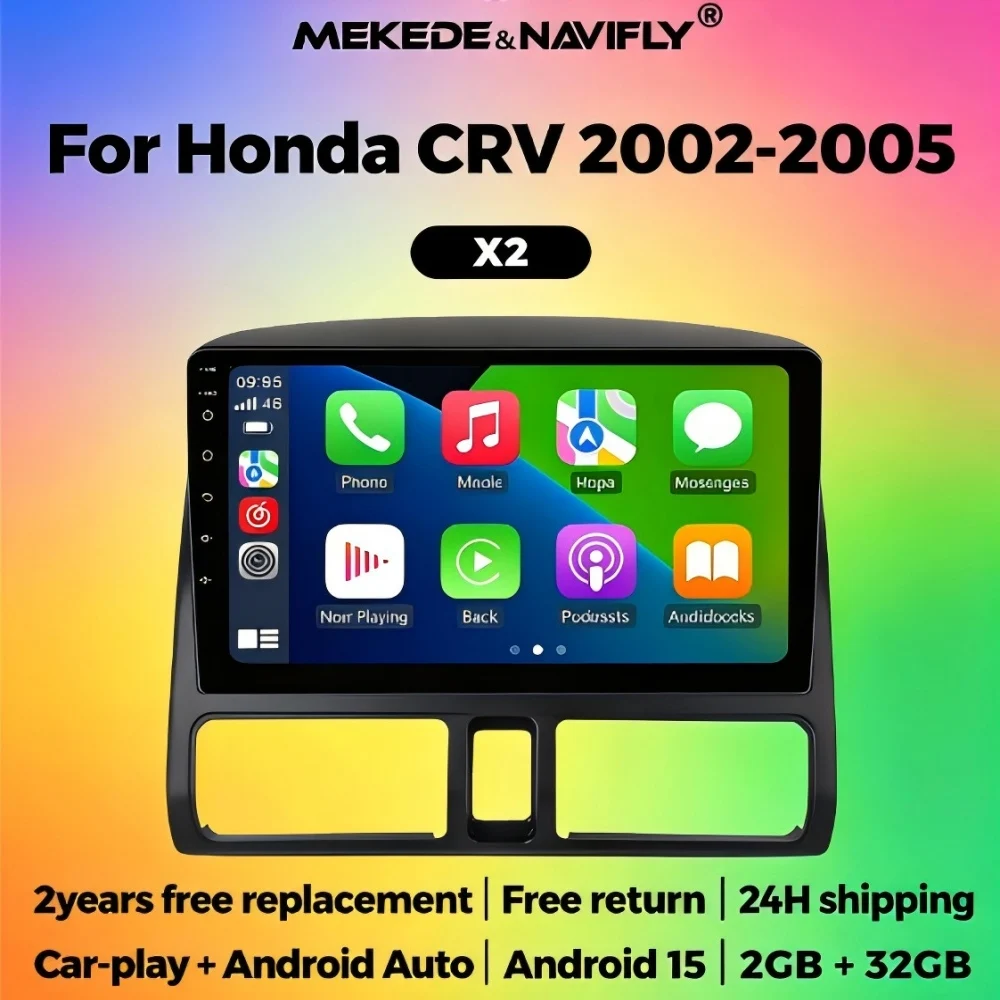 

Автомагнитола MEKEDE Android 15, 2 DIN, для Honda CR-V CRV 2 2001-2006, стереоплеер, мультимедийный дисплей, GPS