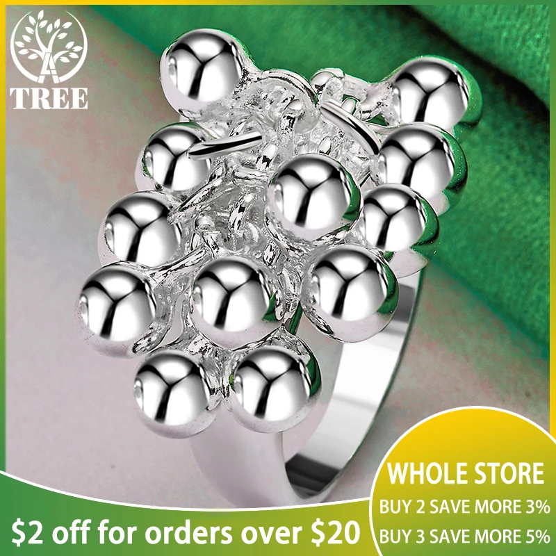 925 Sterling Silver Wiele gładkich koralików winogronowych Pierścionek dla kobiet Impreza Urodziny Zaręczyny Ślub Urok Biżuteria Prezent Darmowa wysyłka