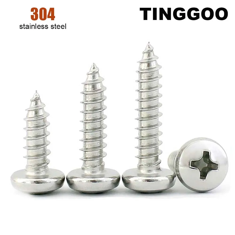 50pcs M1 M1.2 M1.4 M1.7 M1.8 M2 M2.2 M2.3 M2.6 GB845 304 stainless steel Cross Phillips Pan Round Head Self tapping Wood Screw