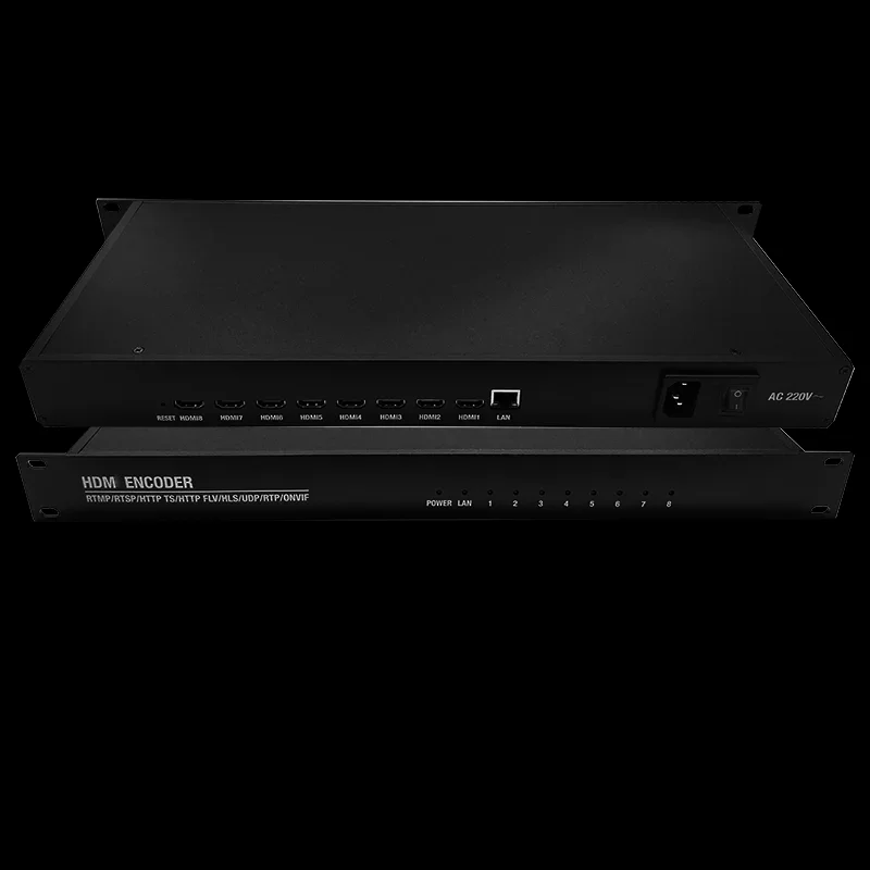 

OTV-HE08 H264 H265 1U Rack 8-Channel Video Encoder RTMPs Live Stream IPTV Rtsp HD Encoder SRT Video h265 Vmix Facebook YouTube