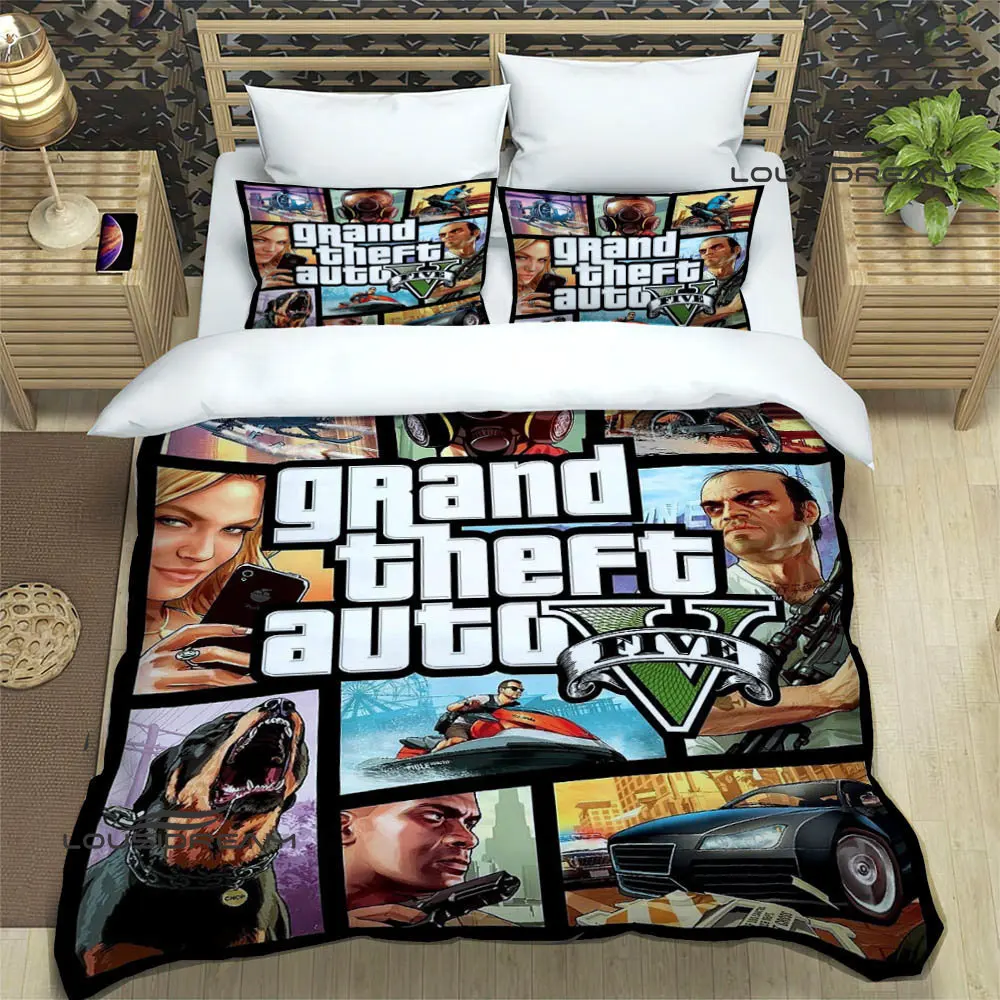 grand theft auto printed Bedding Sets exquisite bed supplies set duvet cover bed comforter set bedding set luxury birthday gift