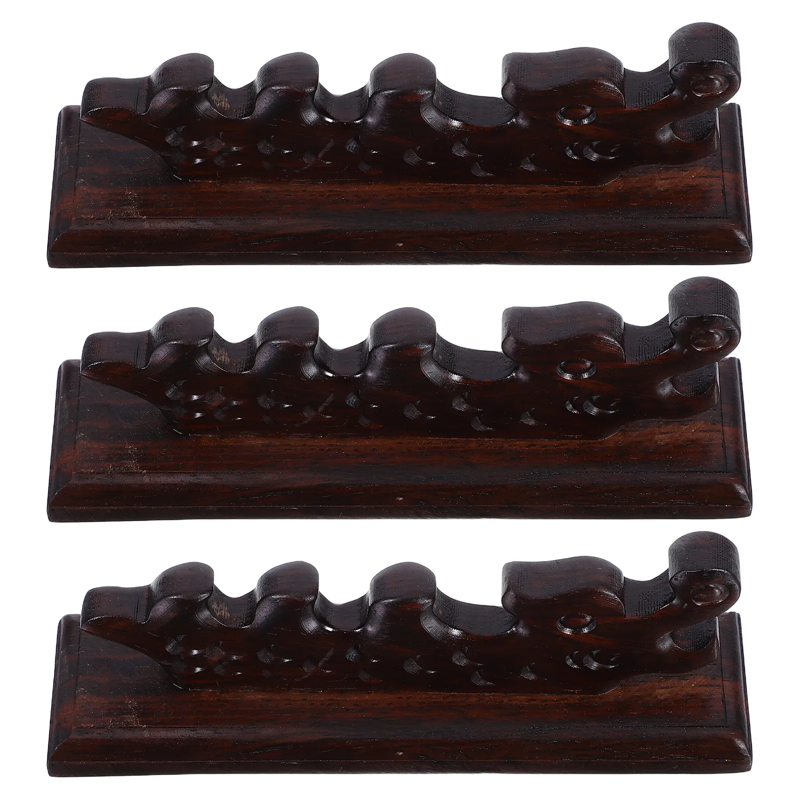 3Pcs Vintage Wood Brush Rest Stand Chinese Calligraphy Pen Holder Retro Desk Accessory Brush Rack Writing Tool Stationery