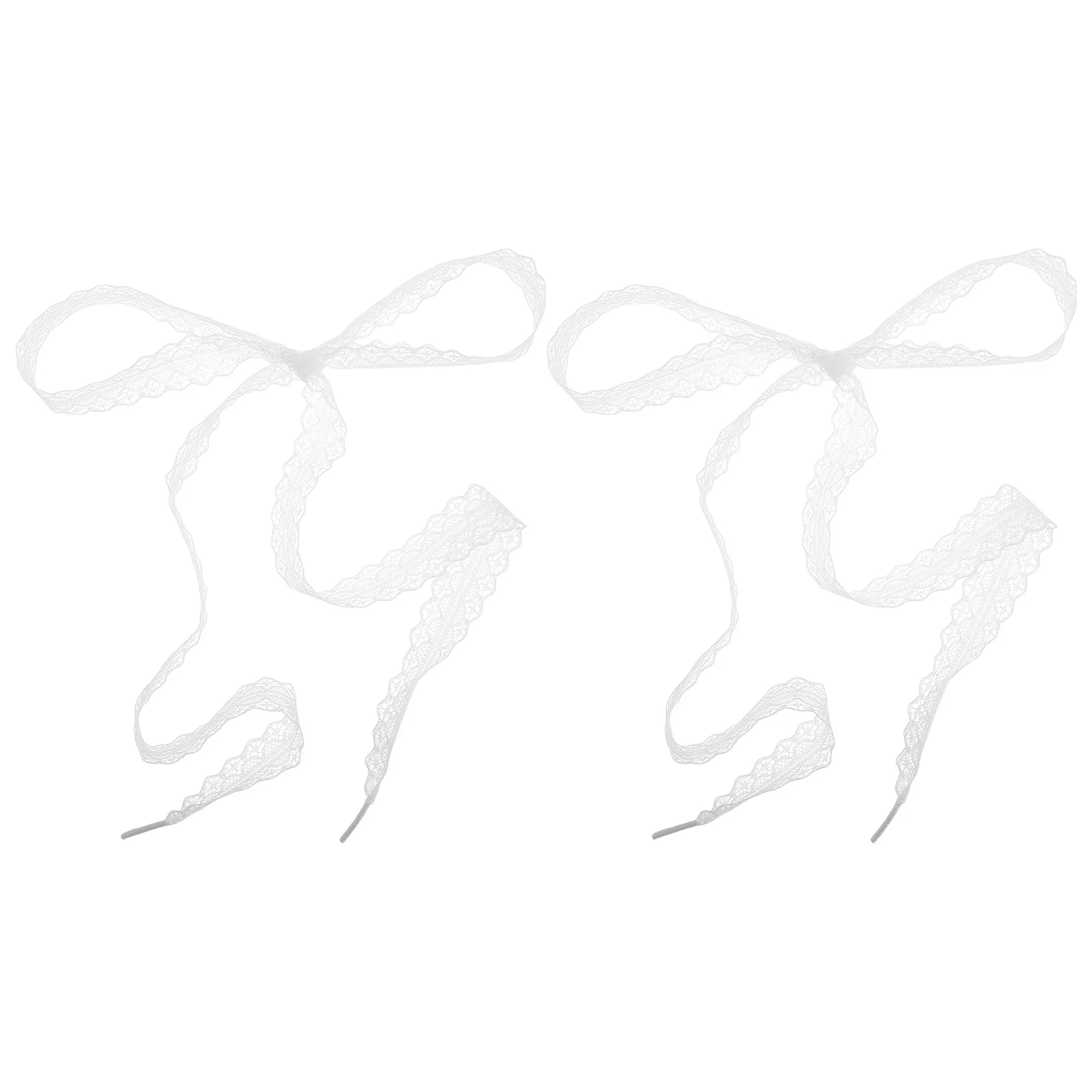 

2pcs Lace Shoelaces Elastic Straps Ribbons White Flat Anti Loose Wide Craft Accessories Sneakers Ballet Style Shoe Decoration
