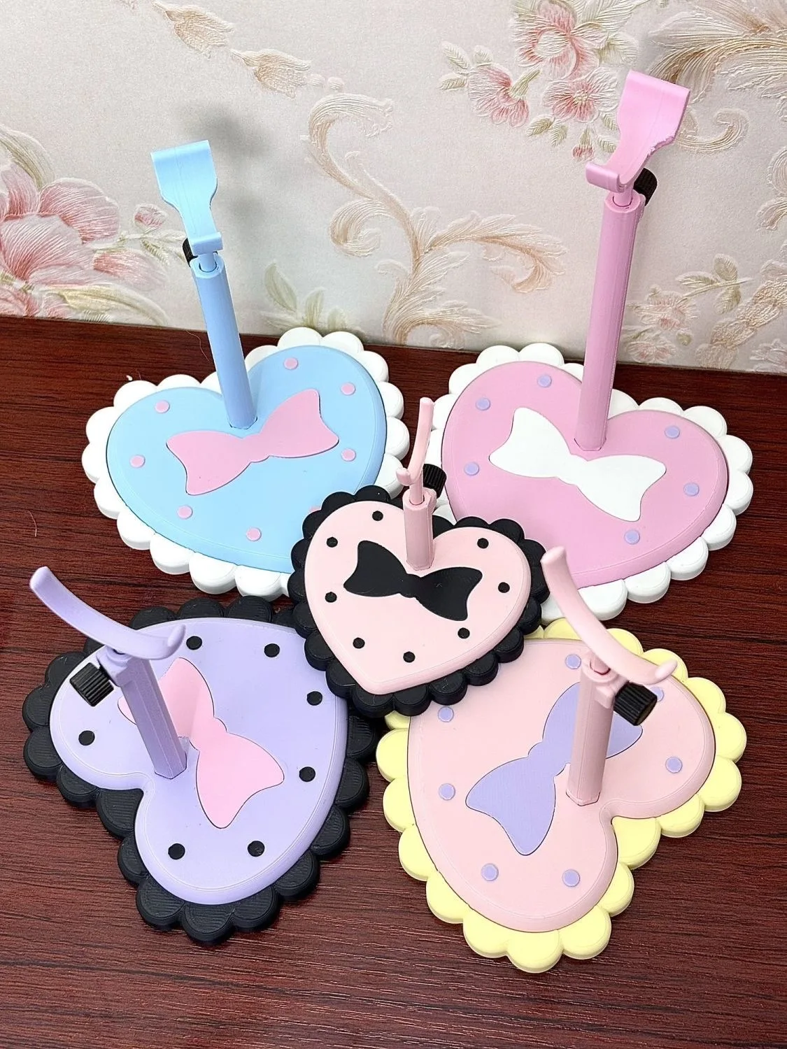 1/6 1/8 1/12 BJD Doll Display Heart Bow Polka Dot Base Doll Support Stand Auxiliary Standing Holder For BJD Doll OB11 OB24 Azone