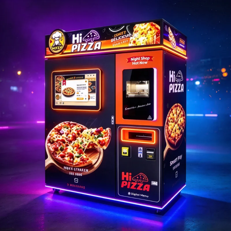 Multiple Payment Pizza Vending Machine Touchscreen 20-150 Capacity Automatic Stock Monitoring Street Customized Equipment