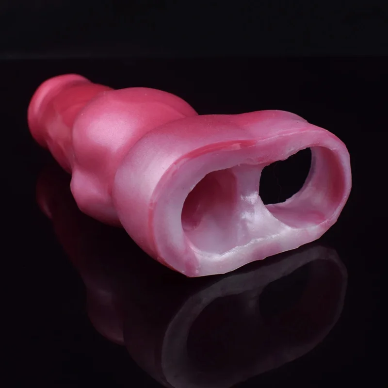 FAAK Fantasy Dog Knot Sheath Silicone Penis Sleeve Raw Gory Meat Color  Extender Cock Enlargement Sex Toys For Men