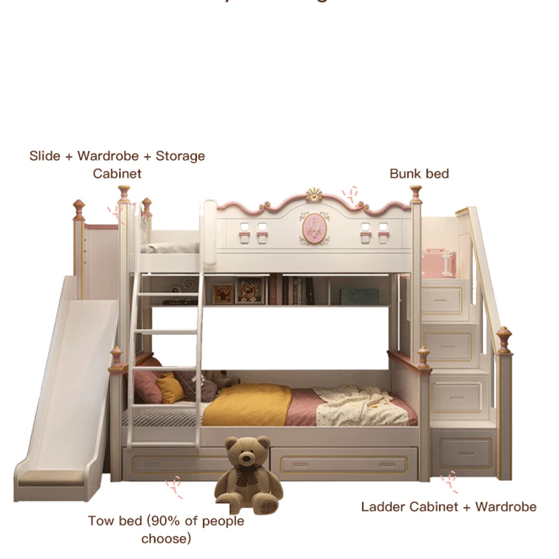 Luxury Up And Down Bunk Bed Girls Children's High And Low Light Luxury Noble Multifunctional Female