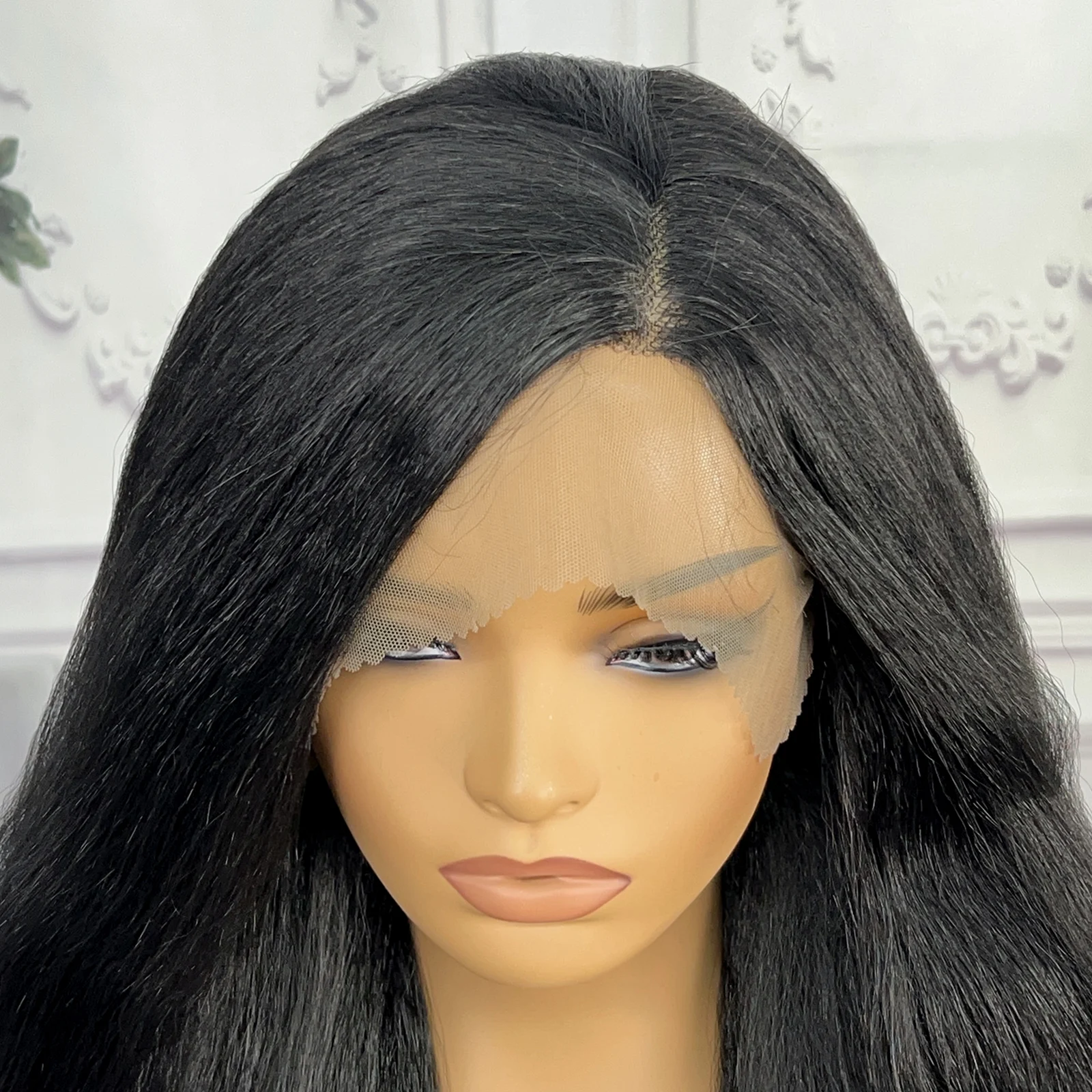 300% density lace front synthetic wig black natural color synthetic hair wigs for women kinky straight long wavy 28 inches wigs