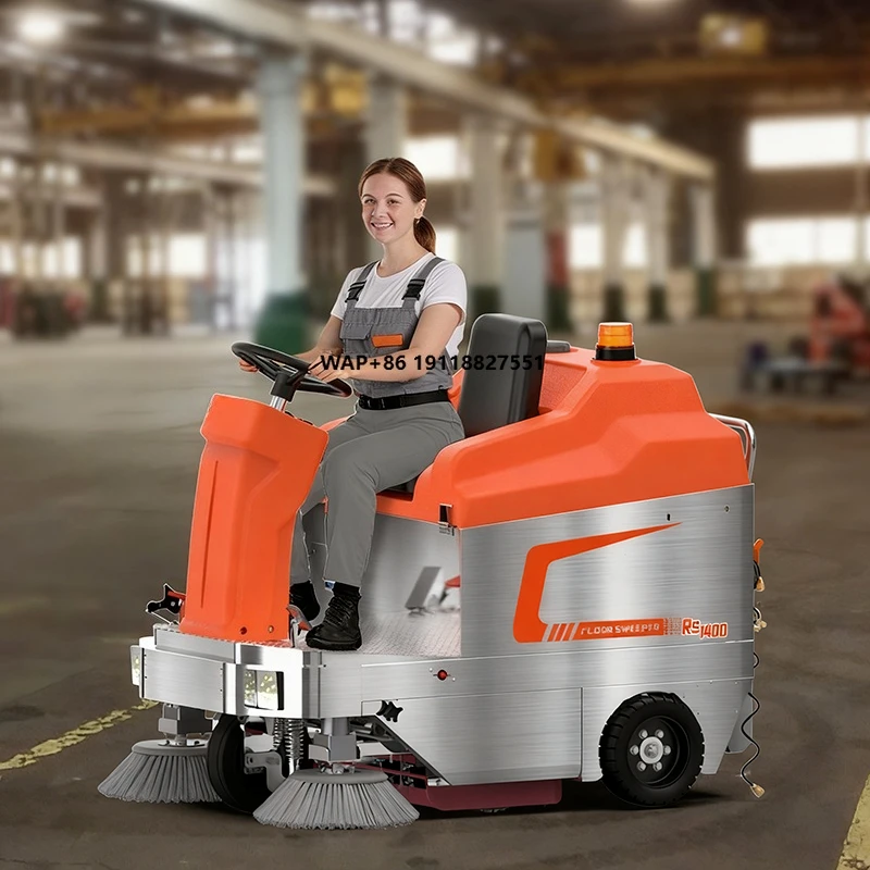

Conquer Large-Area Ease R-S1400 Ride-On Self-Propelled Electric Floor Sweeper 48V 100Ah Battery Wood Chips Industrial New 2-Year