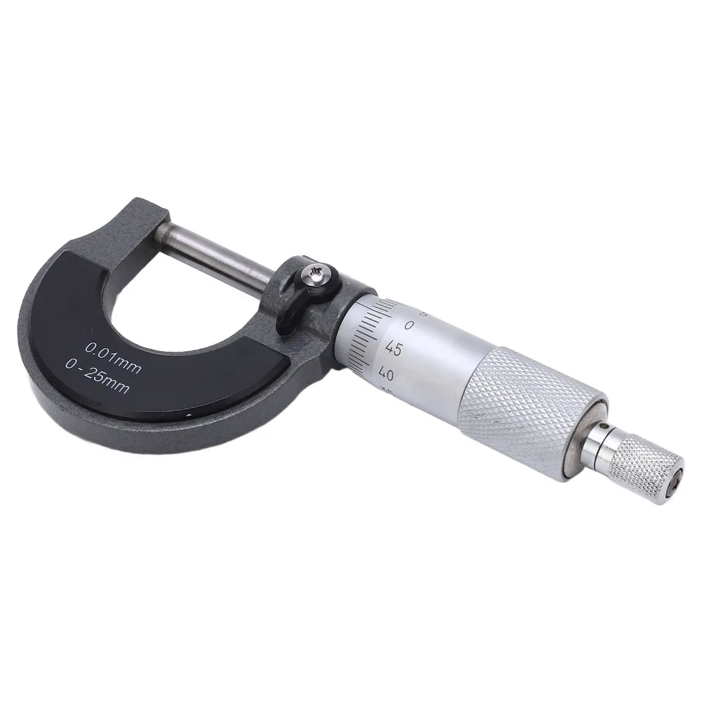 Stable Alloy Surface Outside Micrometer 0-25mm Range 0.01mm Resolution Measuring Tool Set Metric Inch Graduation Lock Nut