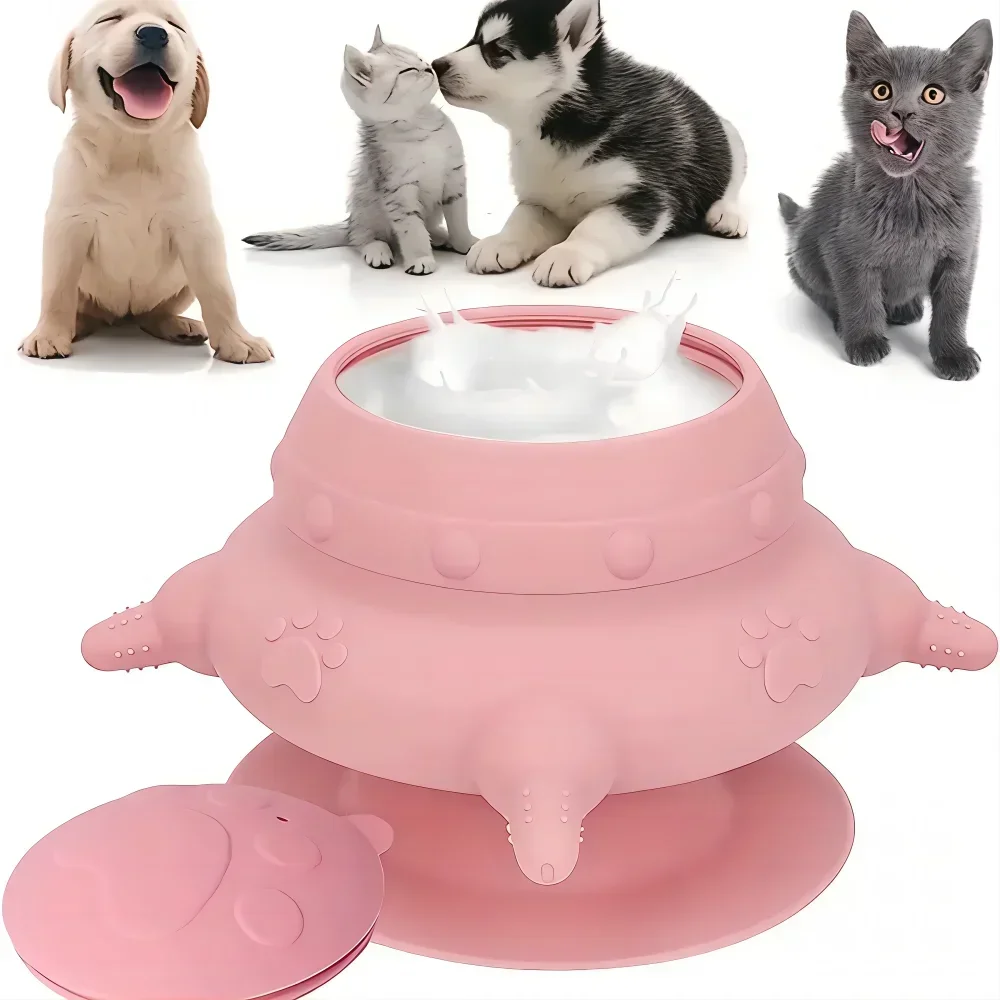 Silikon-Brustfütterer für Haustiere, Multifunktionaler Haustier-Schnuller-Fütterer, Welpen-Fütterungsflaschen, Futterbehälter für Kätzchen, Hunde und Katzen