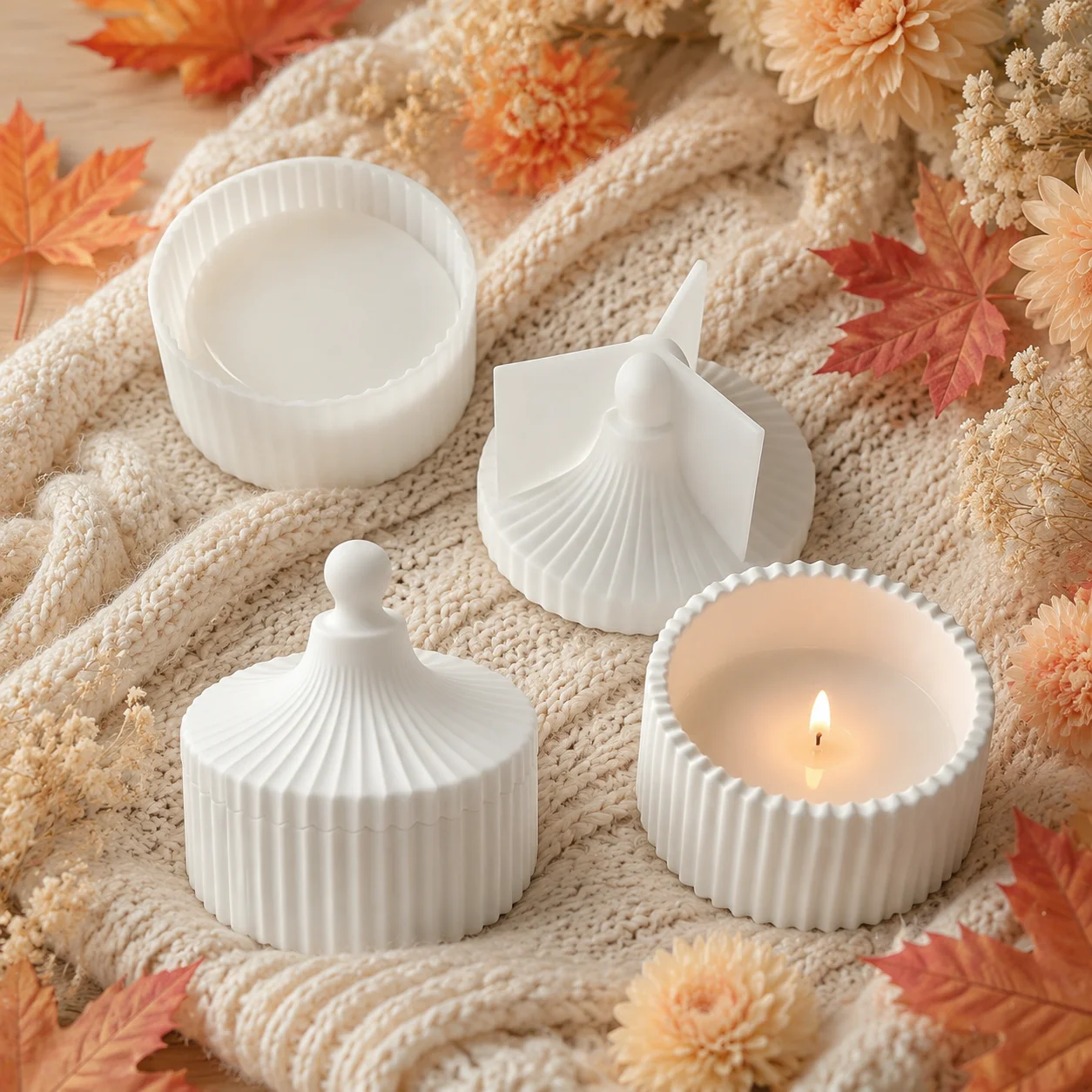 Geribbelde kaarsenpot met deks - Candle Making Jars recensie en prijs