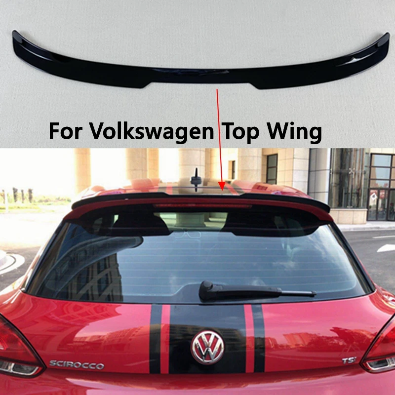 

For Volkswagen Scirocco Standard Coupe Black Rear Roof Spoiler Top Wing ABS Material 2009-2014 2015-2017Non-R