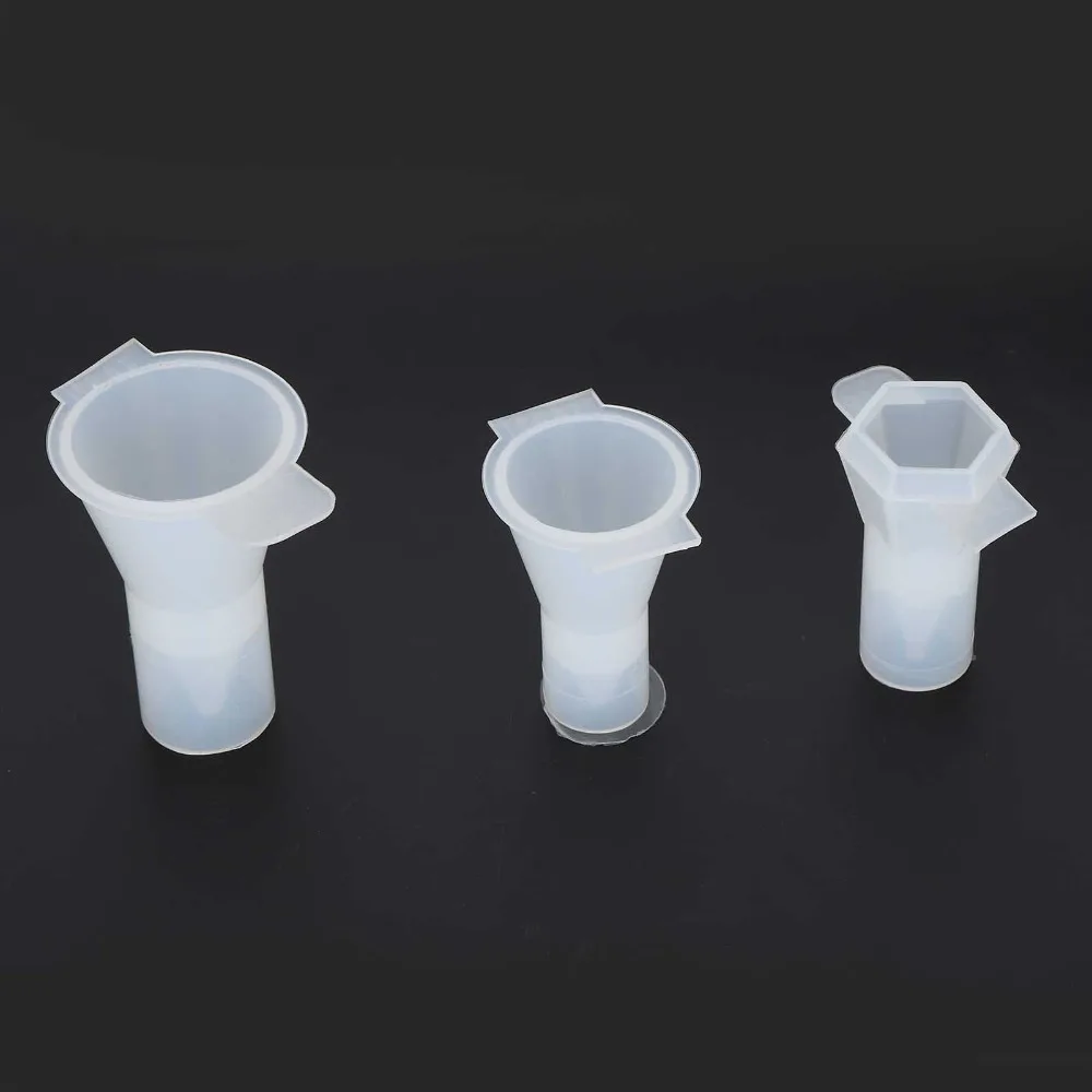 3pcs Transparent Cone Silicone Mould Pyramid Shape Hexagonal Cone Ring Holder Mould Clean Easy to Separate Pendant Mould
