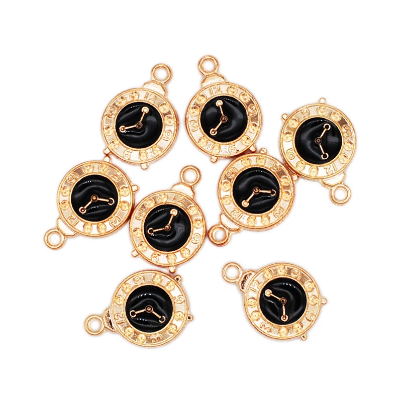 10/20/50pcs New Arrival Oil Drop Charms Cute Clock Enamel Charms Alloy Pendant Fit Necklaces Bracelets DIY Jewelry Accessories