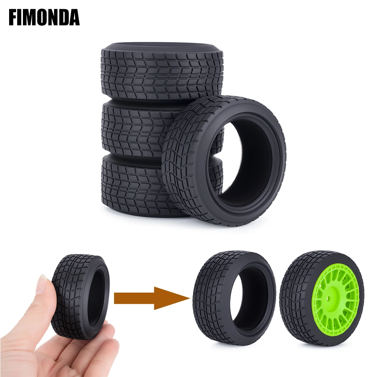 On-Road RC Racing Car Tires (68x25mm) 4PCS – High Grip, Abrasion-Resistant Hot Melt Tyres for HSP 94123, HPI, Himoto FW06, TT01