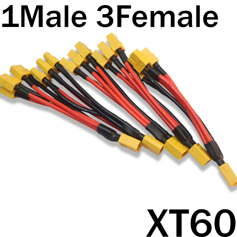 XT60 1F 3M Parallel Battery Connector  12AWG Silicone Wire Male/Female Dual Extension Y Splitter 100mm for Battery Charger Motor