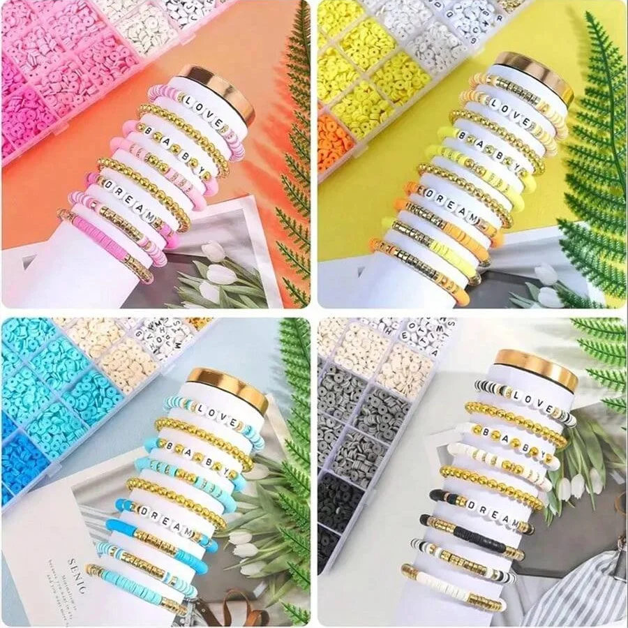 Bracelets en perles irrigation, kit de bricolage avec des lettres, 8230 pièces