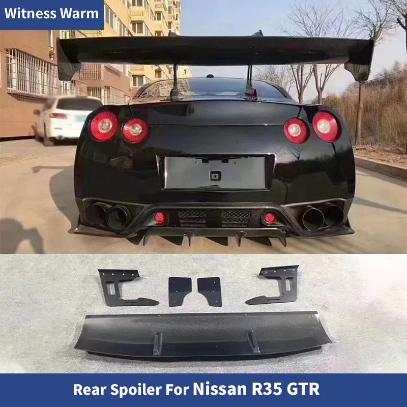 For Nissan GT-R GTR R35 2008-UP Carbon Fiber LB Style Rear Spoiler Trunk Tail Boot Lip Rear Wing