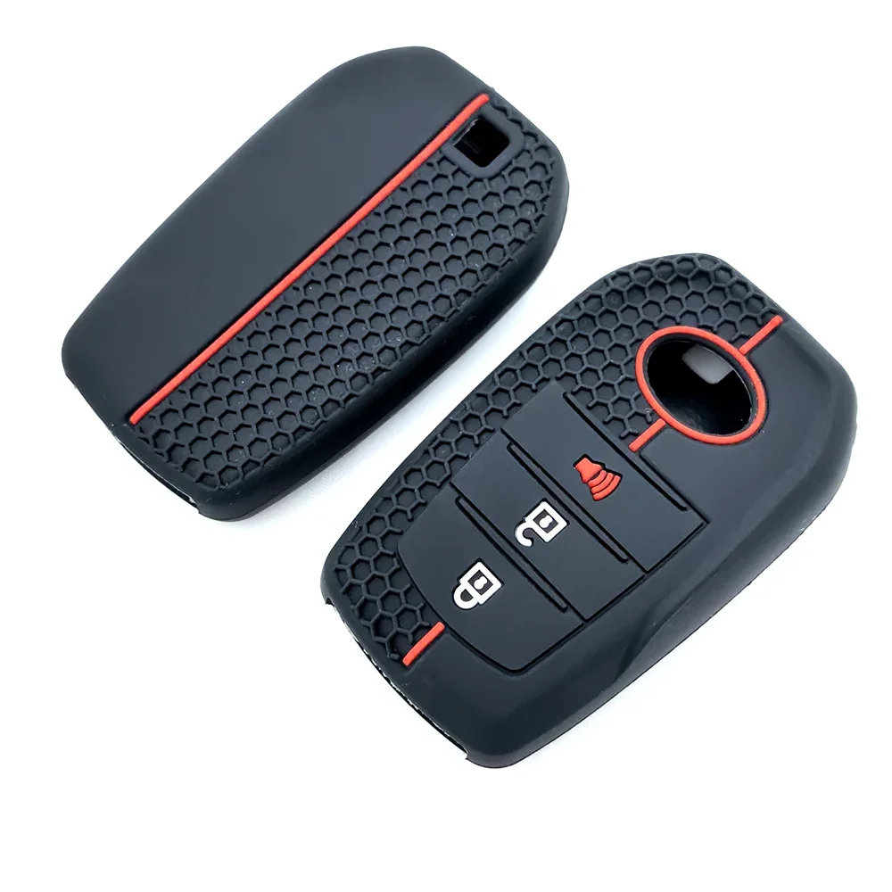 Para Toyota Sienna Mirai Hilux Venza Harrier Tundra RAV4 Prime Alphard 3 botones de silicona llavero de coche funda funda, soporte anillo de cadena