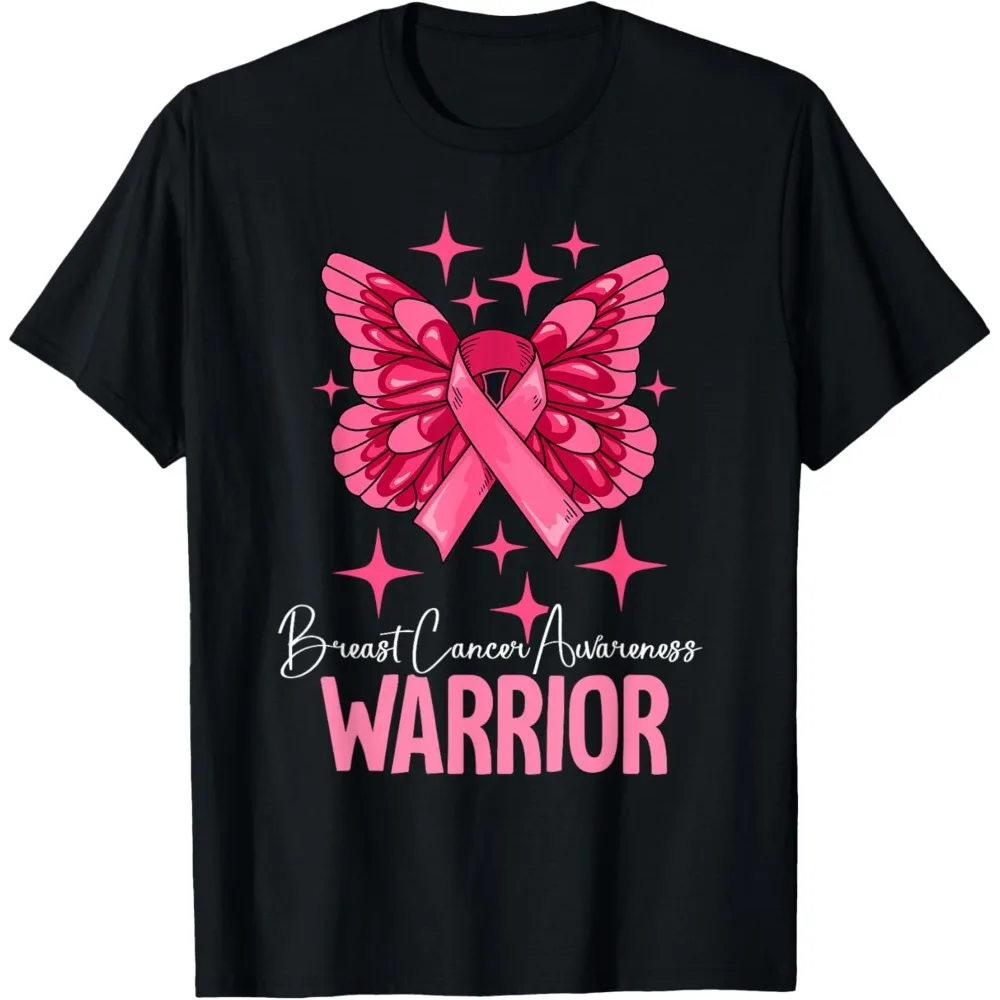 

Anti-Cancer Women's Graphic T-shirt Short Cotton Sleeves Warrior Breast Cancer ShirtFashion Women's Breast Cancer Awareness Tops