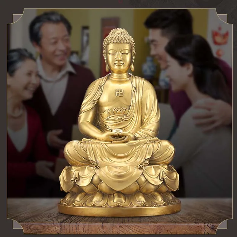 Large Southeast Asia GOOD golden brass buddha Home temple Shrine Effective protection bless safety healthy bring Good luck money
