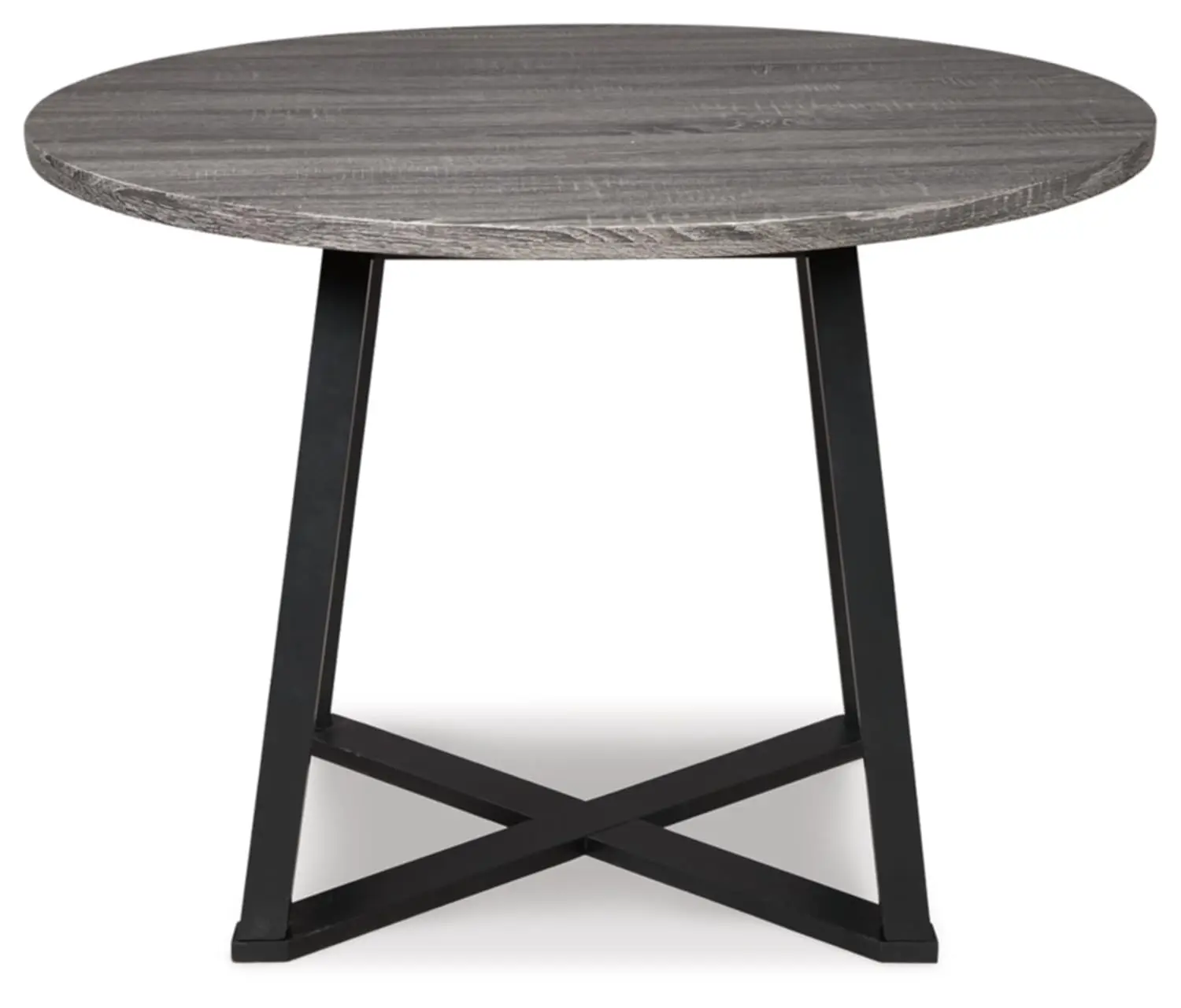 Centiar Mid Century Round Dining Room Table with Metal Legs, Gray & Black