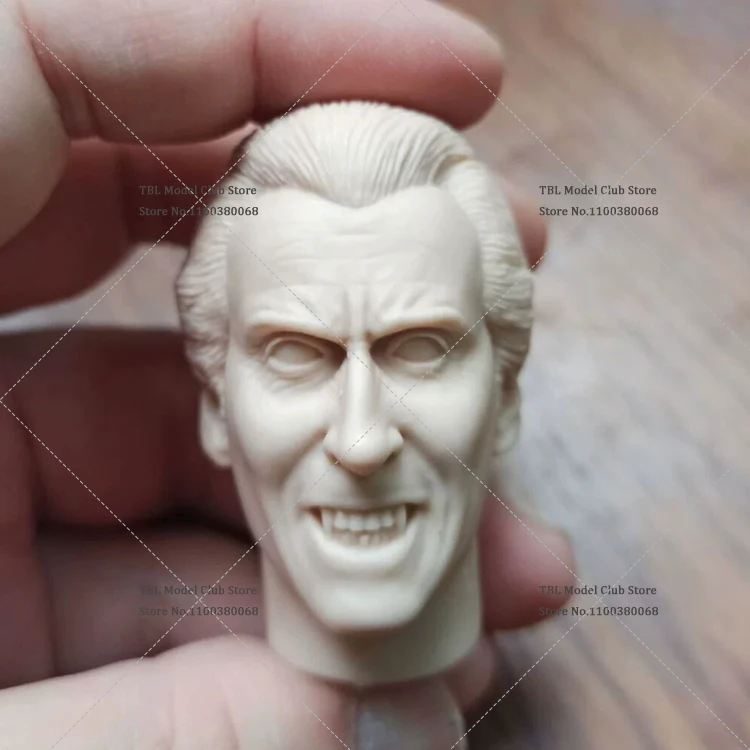 Unpainted White Model Head 1/6 Scale Male Soldier Vampire Dracula Count Head Sculpt For 12inch Action Figure Doll