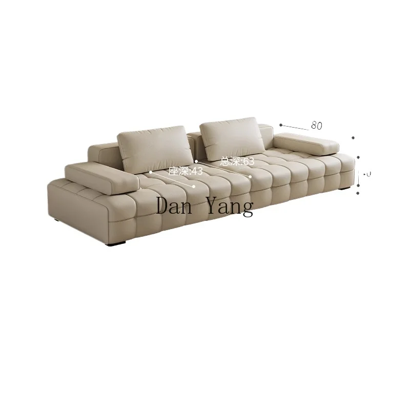 

YJ light luxury first-layer leather sofa household living room straight row cat scratching leather art three-person sofa