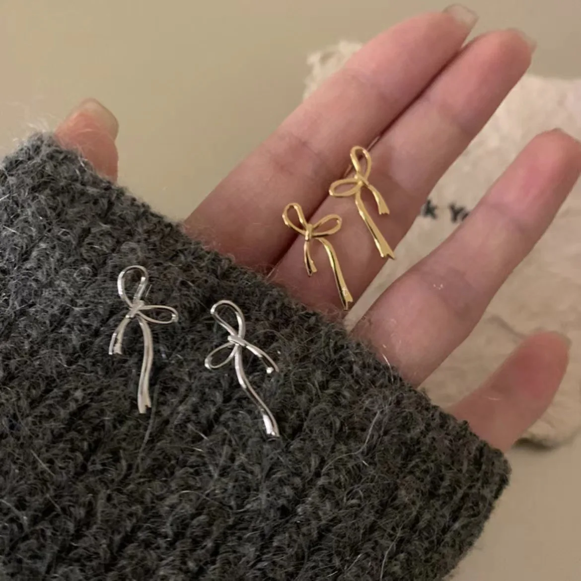 18K Gold Plated Y2K Bow Earrings For Women Stud Nail Fashion Cute Jewelry Piercing Ear Accessories Christmas Gift Aretes image 4