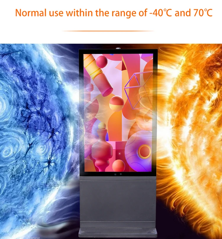 Outdoor Vertical Standing Advertising Machine IP65 Waterproof 3000nits High Brightness Digital Signage Totem Pavilion