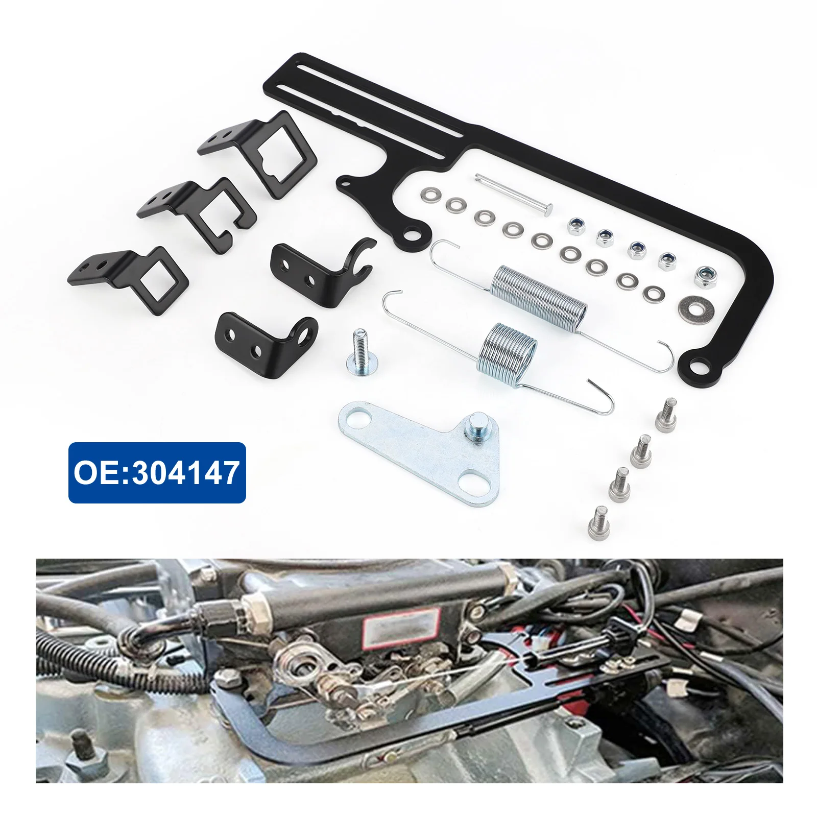 

304147 EZ-EFI Cable Mount Kit Carburetor Throttle Cable Mount Bracket Steel Black for GM 700R4 Transfer