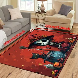 Skull Witch & Black Cat Halloween Rug - Non-Slip Polyester Carpet For Living Room Bedroom Nursery Outdoor Patio & Garden Decor