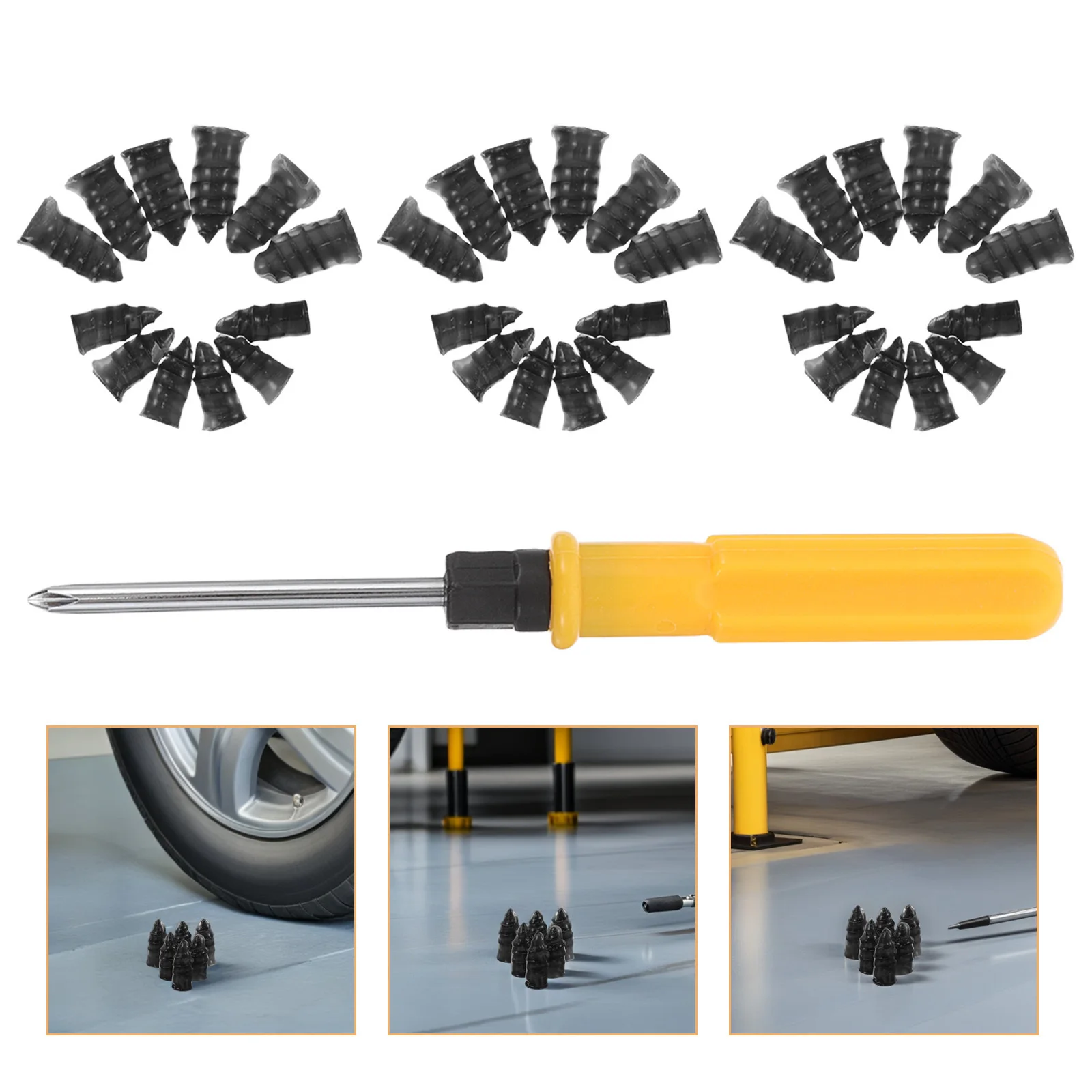 

1Set Quick Tire Repair Kit Rubber Screw Plugs Tool for Car Motorcycle Ev Tubeless Puncture Fix Emergency Seal Portable