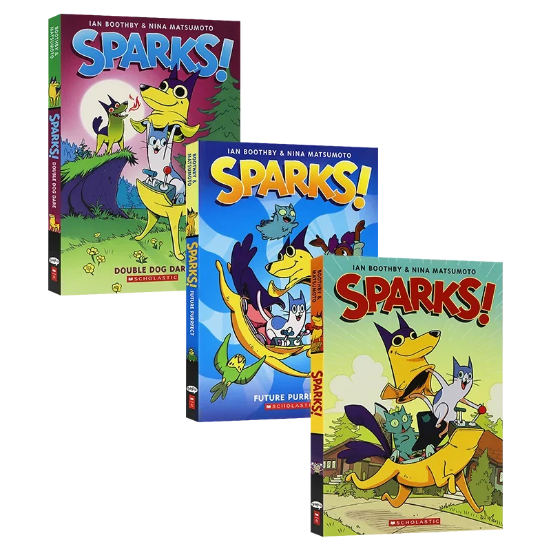 3 books/set, Sparks 1 2 3 Ian Boothby, Children's books aged 7 8 9 10 English book, Graphic Novels HJ-035