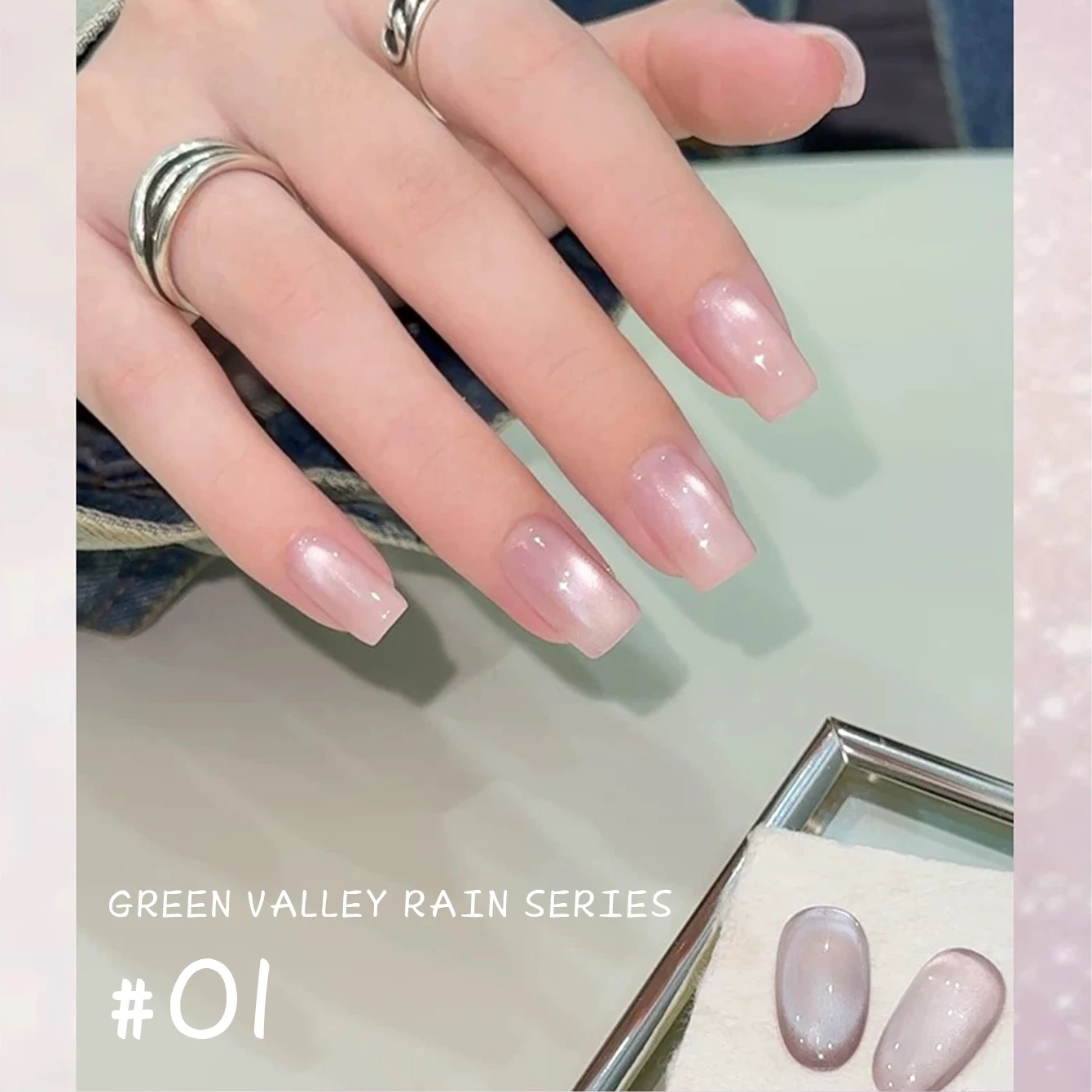 6PCS 2025 ใหม่อินเทรนด์เล็บแฟชั่น Phototherapy Aurora สีขาว,น้ําสีฟ้า,สีเขียว, สีม่วง CAT EYE GEL ผงแม่เหล็ก Gol