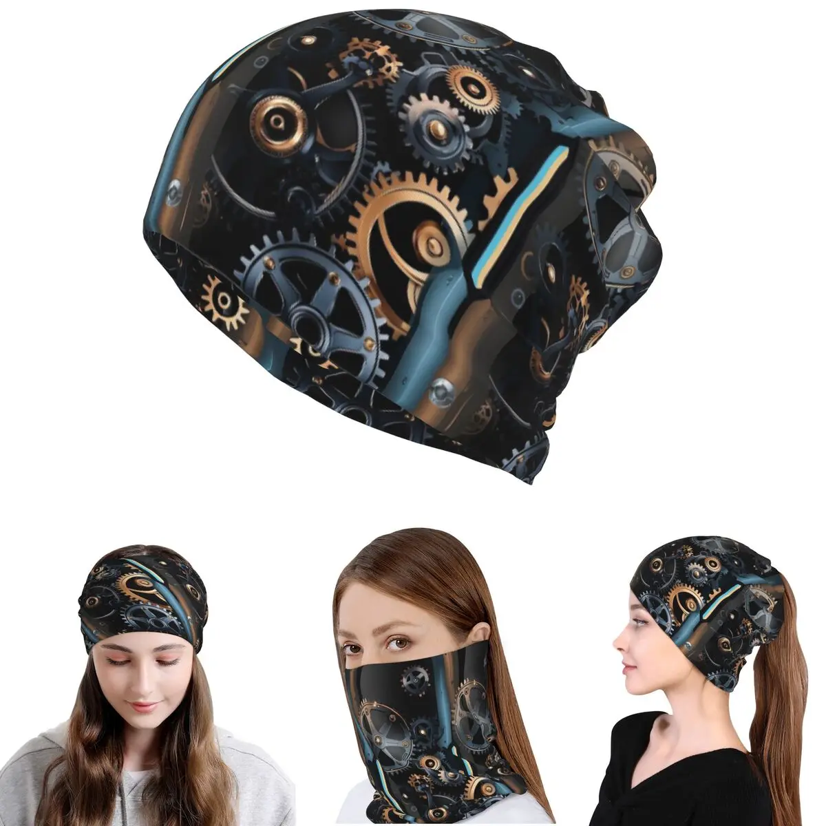 

Механические шестеренки в стиле стимпанк: бандана, маска-шарф, теплая маска для лица, шапка-бини, унисекс, для взрослых, на все сезоны