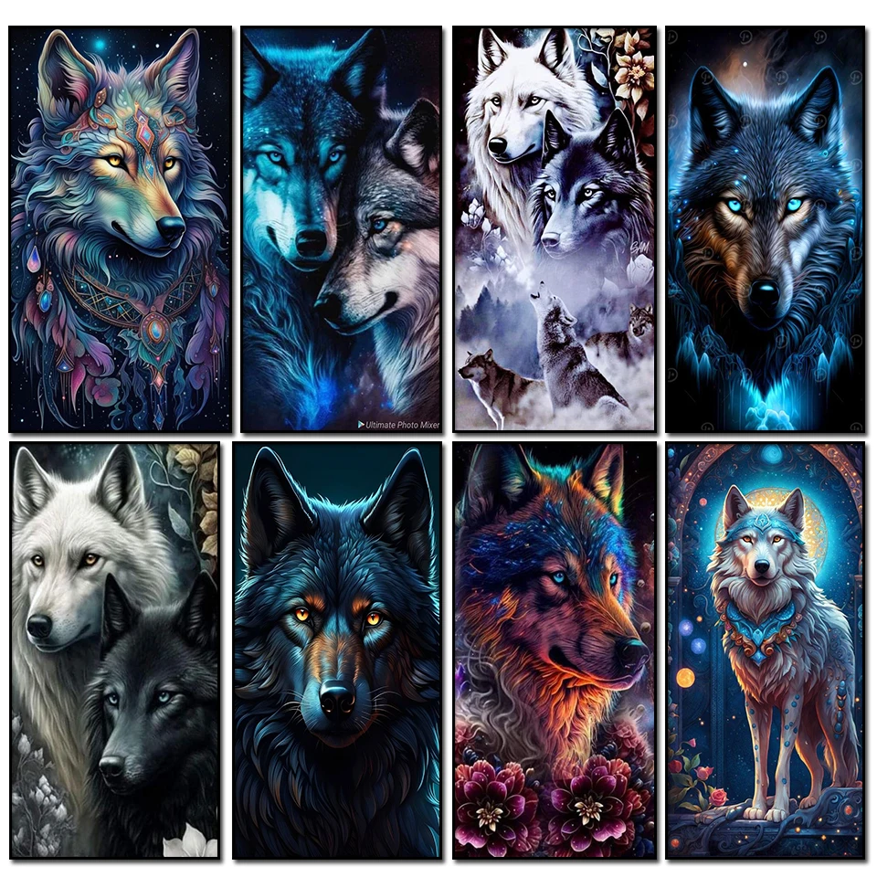 

Wolves 5d Diy Diamond Painting Kits Full Diamond Art Embroidery Mosaic Cross Stitch Abstract Animal Wolf Diy Handwork puzzle