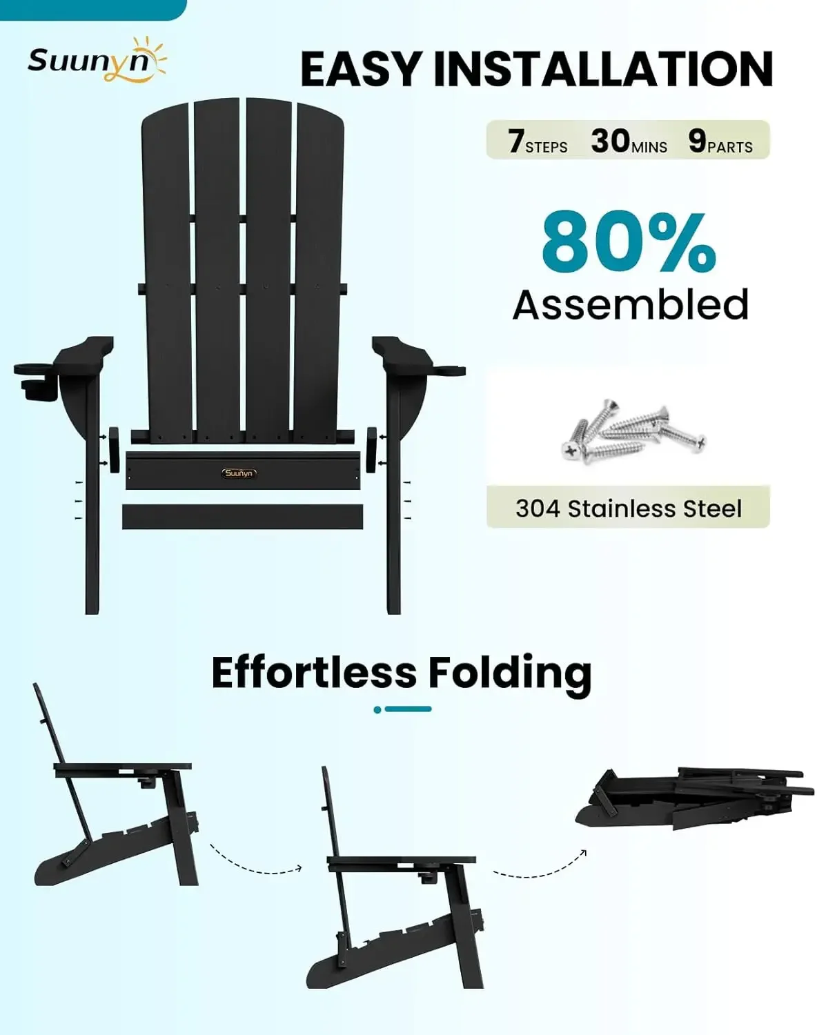 [شحن مجاني، صفقة ساخنة! ] كراسي آديرونداك القابلة للطي 4 عبوات، كراسي حفرة النار HDPE لجميع الأحوال الجوية، كراسي آديرونداك البلاستيكية مع كوبين