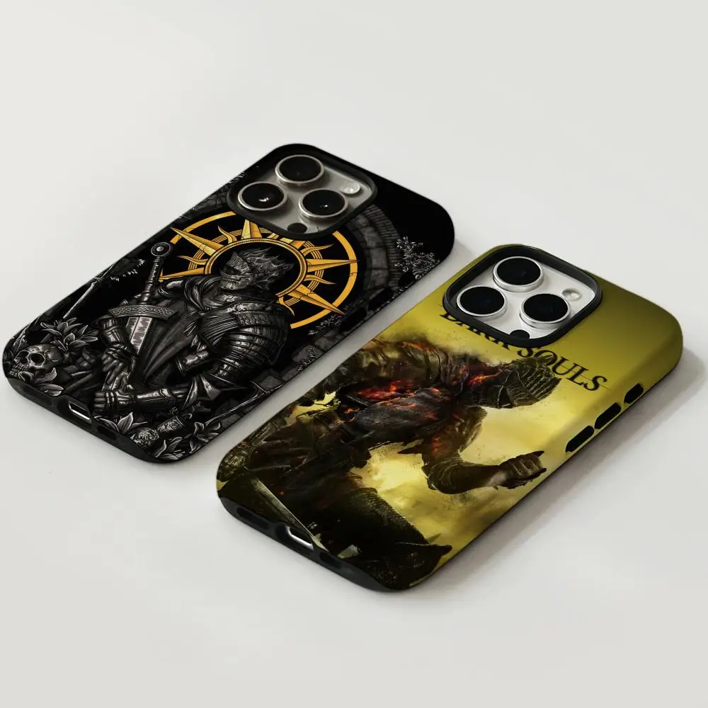 

Чехол для телефона Dark Souls для iPhone 17, 16, 15, 14, 13, 12, Pro Max Plus, глянцевый двухслойный жидкий твердый корпус HD