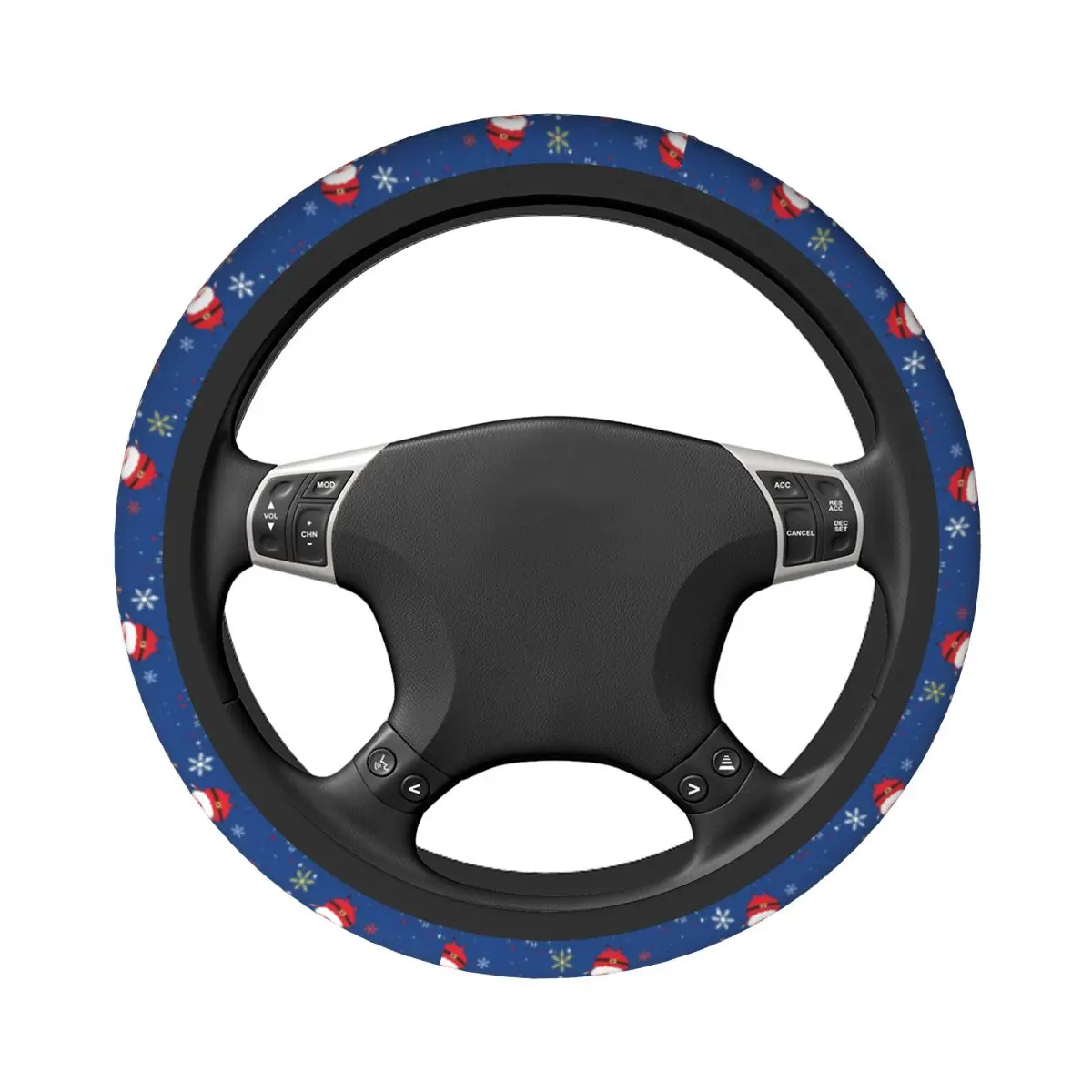 Merry Christmas New Year Car Steering Wheel Cover 37-38 Elastic Santa Claus Colorful Auto Decoration Interior Accessories