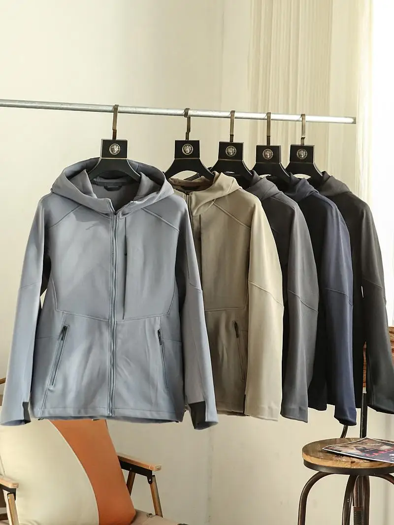 

Autumn Winter Men's Outdoor Casual Hooded Jaet Texture Fabric 3D Tailoring Versatile Comfortable Stand Fit Zipper Closure