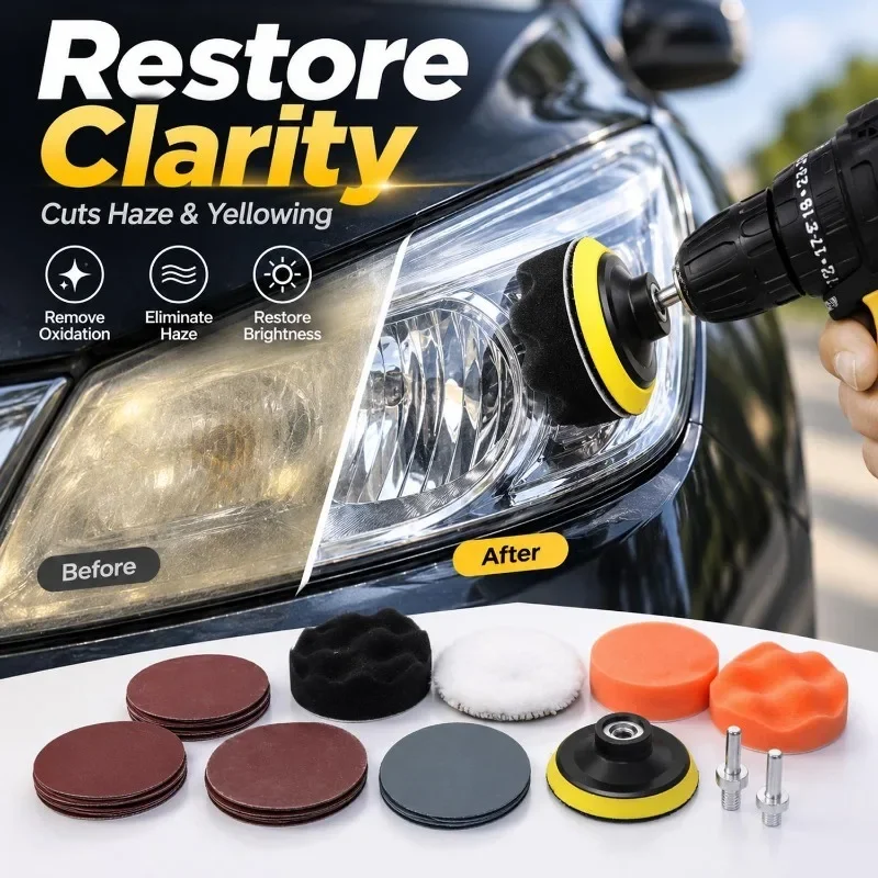 400-3000 Grit Sanding Disc Car Headlight Restoration Kit Polishing Waxing Sponge Buffing Interface Pad Auto Detailing Sandpaper